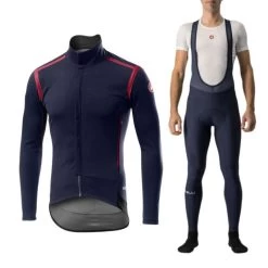 Completo Castelli Giacca Perfetto RoS Saville Blu + Salopette Entrata Saville Blu