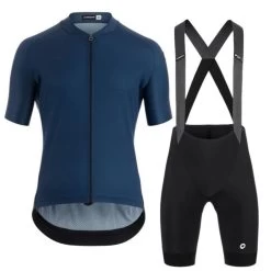 Completo Assos Maglia Mille GT C2 Evo + Salopette Mille GT Stone Blu/nero