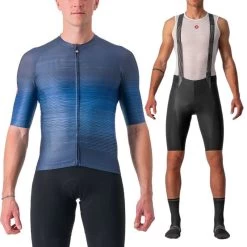 Completo Castelli Maglia Aero Race 6.0 + Salopette Free Aero Rc Belgian Blu/nero
