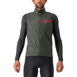 Gilet Castelli Squadra Stretch Verde Militare/rosso