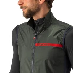 Gilet Castelli Squadra Stretch Verde Militare/rosso -Negozio Di Attrezzature Per Biciclette gilet castelli squadra stretch verde militare rosso 3