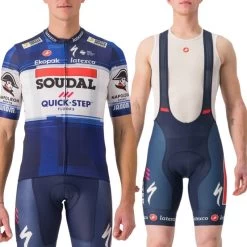Completo Castelli Maglia + Salopette Soudal Team Quick-Step Blu/bianco